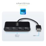 StarTech.com 4-Port USB 2.0 Hub - Bus Powered, Portable Mini USB Splitter, Black
