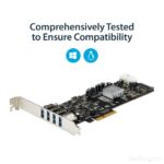 StarTech.com 4 Port USB 3.0 PCIe Card, 4 Dedicated 5Gbps Channels, UASP, SATA/LP4 Power Adapter
