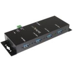 StarTech.com 4-Port USB 3.2 Gen 1 Hub - 5Gbps Industrial Metal USB-A Hub with ESD Protection, Black