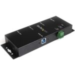StarTech.com 4-Port USB 3.2 Gen 1 Hub - 5Gbps Industrial Metal USB-A Hub with ESD Protection, Black
