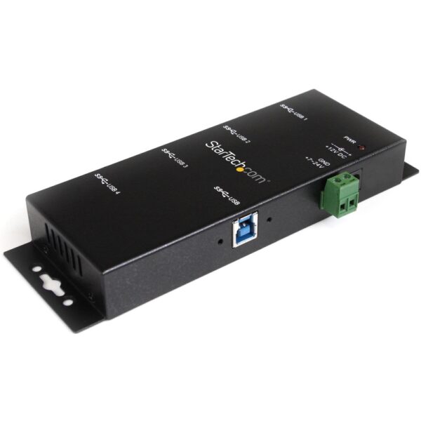 StarTech.com 4-Port USB 3.2 Gen 1 Hub - 5Gbps Industrial Metal USB-A Hub with ESD Protection, Black