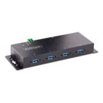 StarTech.com 4-Port USB 3.2 Gen 1 Hub - 5Gbps Industrial Metal USB-A Hub with ESD Protection, Black