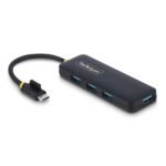 StarTech.com 4-Port USB 3.2 Gen 1 USB-C Hub, 5Gbps, USB-C to 4x USB-A, Black