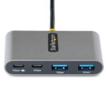 StarTech.com 4-Port USB-C Hub, 2x USB-A + 2x USB-C, 100W PD, 5Gbps, 0.3m Cable, Grey