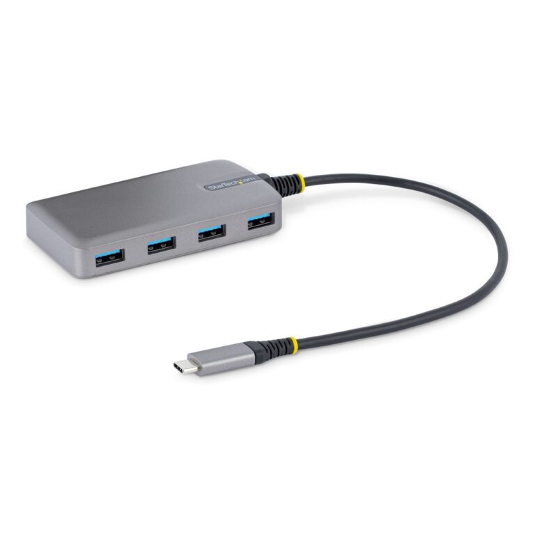 StarTech.com 4-Port USB-C Hub, USB 3.2 Gen 1 (5Gbps), Bus Powered, Micro-USB Auxiliary Power, Grey, 0.3m Cable
