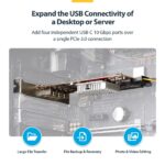 StarTech.com 4-Port USB-C PCIe Card, USB 3.2 Gen 2 10Gbps, 4x Independent USB Controllers, Red