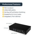 StarTech.com 4 Port USB DisplayPort KVM Switch with Audio, 3840x2400, Black