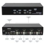 StarTech.com 4 Port USB DisplayPort KVM Switch with Audio, 3840x2400, Black