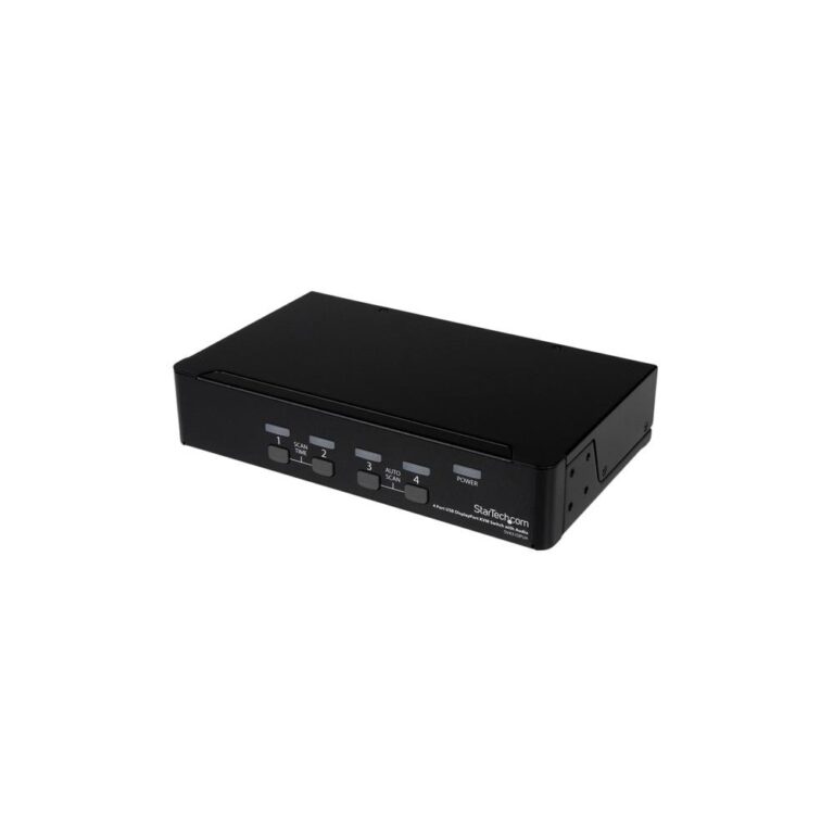 StarTech.com 4 Port USB DisplayPort KVM Switch with Audio, 3840x2400, Black