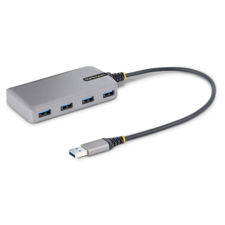 StarTech.com 4-Port USB Hub - USB 3.2 Gen 1 (5Gbps), Bus Powered, USB-A to 4x USB-A, 0.3m, Grey