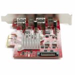 StarTech.com 4-Port USB PCIe Card - 2x USB-C, 2x USB-A, 10Gbps USB 3.2 Gen 2 Expansion Card, Red