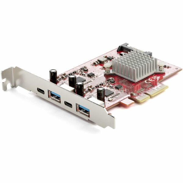 StarTech.com 4-Port USB PCIe Card - 2x USB-C, 2x USB-A, 10Gbps USB 3.2 Gen 2 Expansion Card, Red