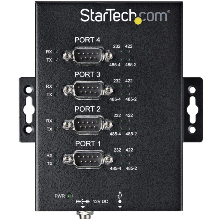 StarTech.com 4 Port USB to RS232/RS422/RS485 Serial Adapter - Industrial Hub, 15kV ESD