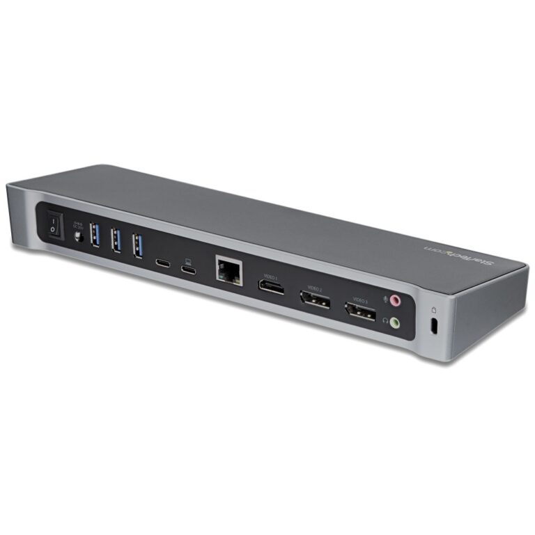 StarTech.com 4K USB-C Dock, Triple Monitor, USB-C to HDMI & DisplayPort, 100W PD