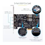 StarTech.com 5-Port USB PCIe Card 4x USB-C 1x USB-A 10Gbps Windows/macOS/Linux
