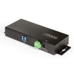 StarTech.com 7-Port Managed USB Hub, Industrial, USB 3.2 Gen 1 5Gbps, Metal, Wall/Desk/DIN-Rail Mount, Black