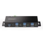 StarTech.com 7-Port Managed USB Hub, Industrial, USB 3.2 Gen 1 5Gbps, Metal, Wall/Desk/DIN-Rail Mount, Black