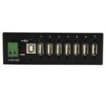 StarTech.com 7-Port USB 2.0 Hub - Metal Industrial USB-A Hub with ESD & Surge Protection, TAA, Black