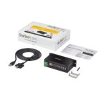 StarTech.com 7-Port USB 2.0 Hub - Metal Industrial USB-A Hub with ESD & Surge Protection, TAA, Black