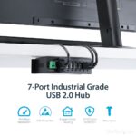 StarTech.com 7-Port USB 2.0 Hub - Metal Industrial USB-A Hub with ESD & Surge Protection, TAA, Black