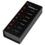 StarTech.com 7-Port USB 3.2 Gen 1 Hub 5Gbps Desktop or Wall-Mountable Metal Enclosure Black