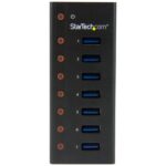 StarTech.com 7-Port USB 3.2 Gen 1 Hub 5Gbps Desktop or Wall-Mountable Metal Enclosure Black