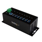 StarTech.com 7-Port USB 3.2 Gen 1 Hub - Steel, Din Rail/Wall/Desk Mount, 5Gbps, Black
