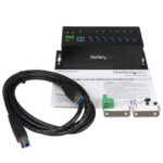 StarTech.com 7-Port USB 3.2 Gen 1 Hub - Steel, Din Rail/Wall/Desk Mount, 5Gbps, Black