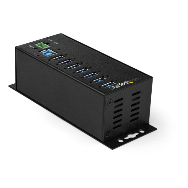 StarTech.com 7-Port USB 3.2 Gen 1 Hub with Power Adapter - Metal Industrial, Black