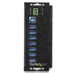 StarTech.com 7-Port USB 3.2 Gen 1 Hub with Power Adapter - Metal Industrial, Black