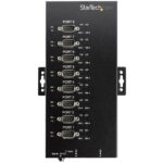StarTech.com 8 Port USB 2.0 to RS232/RS485/RS422 Serial Hub Adapter, IP30 Rated, Din Rail Mountable, Black