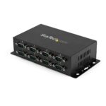 StarTech.com 8 Port USB to RS232 Serial Adapter Hub - Industrial DIN Rail & Wall Mountable - Black