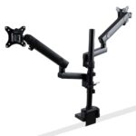StarTech.com ARMDUALPIVOT Desk Mount Dual Monitor Arm, Full Motion, up to 2x 32" Displays, Clamp/Grommet, Black