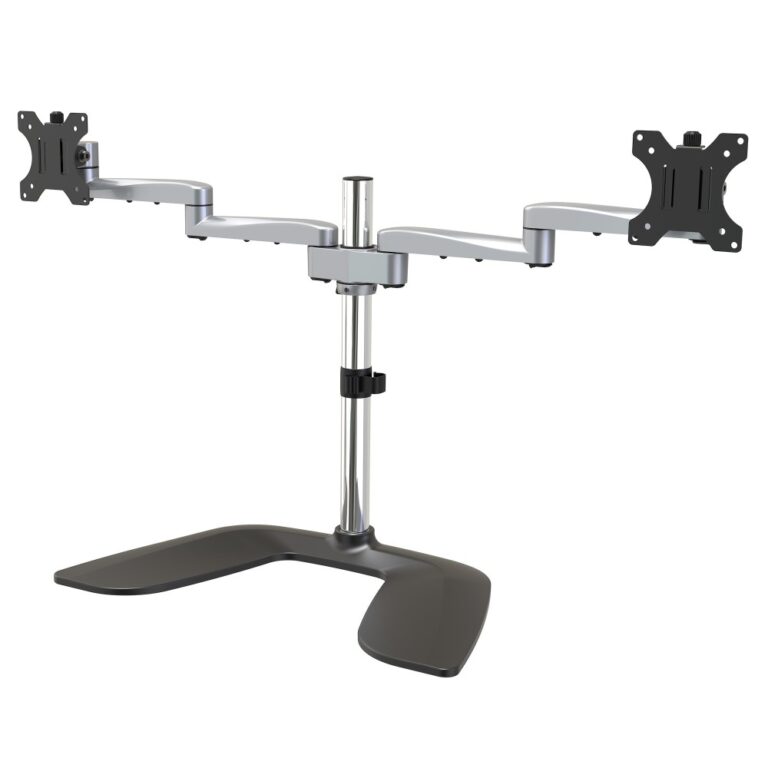 StarTech.com ARMDUALSS Dual Monitor Stand for 2x up to 32" (8kg) Displays, Height Adjustable, Black/Silver