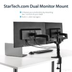 StarTech.com Articulating Dual Monitor Arm for 12-24" Displays, Desk Clamp, 13.6kg, Black