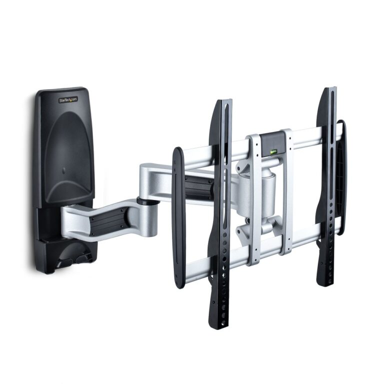 StarTech.com Articulating TV Wall Mount, 26" to 65" VESA, 45kg, 180° Swivel, Black/Silver