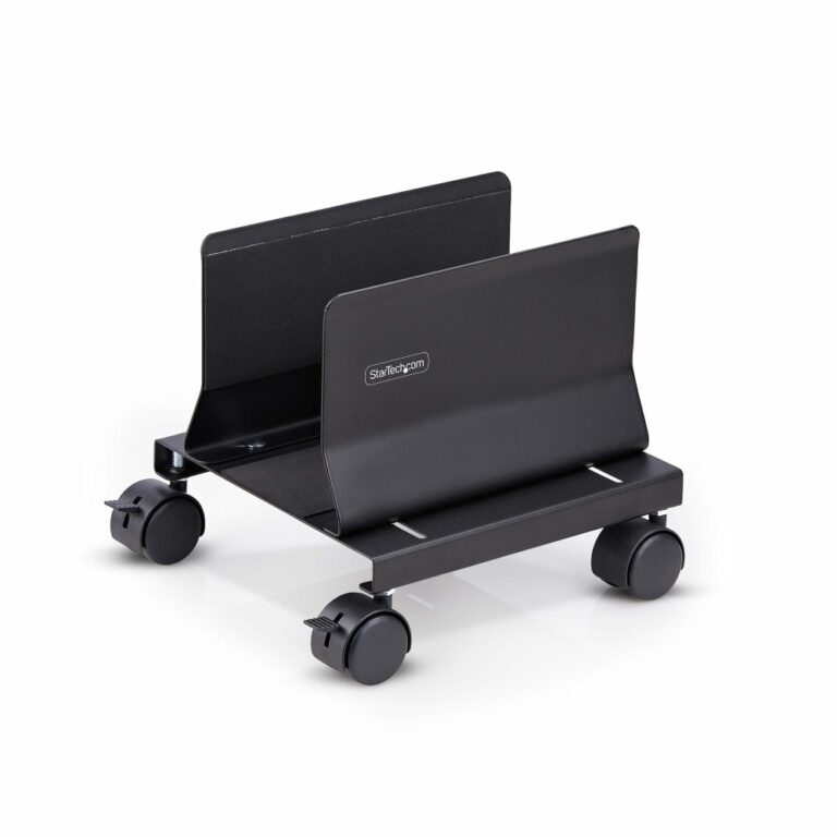 StarTech.com Computer Tower Cart, Mobile CPU Caddy, 21kg, Adjustable 132-220mm, Black