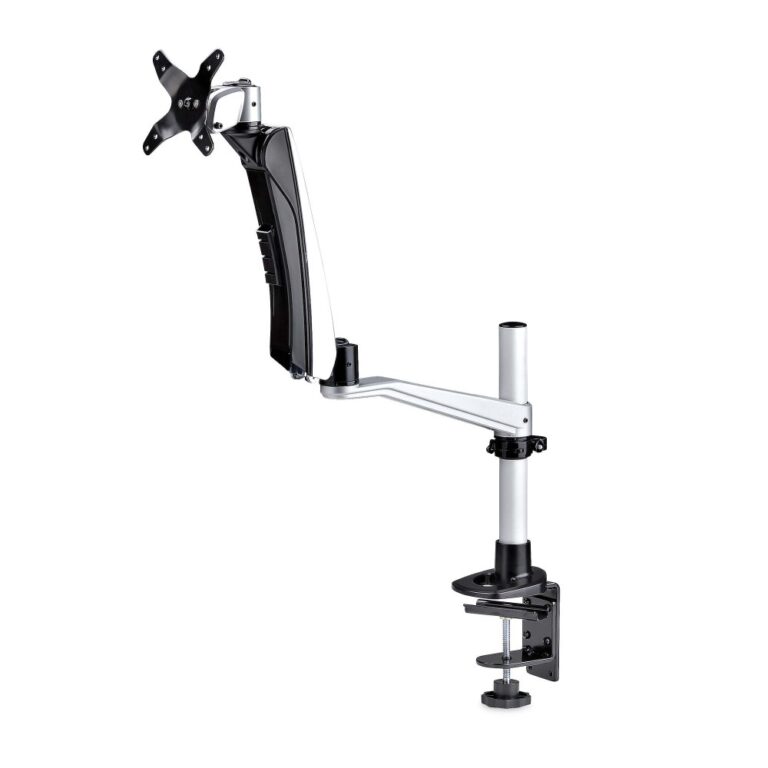 StarTech.com Desk Mount Monitor Arm for 17-30" Screens, VESA 75/100mm, Clamp/Grommet, Black/Silver