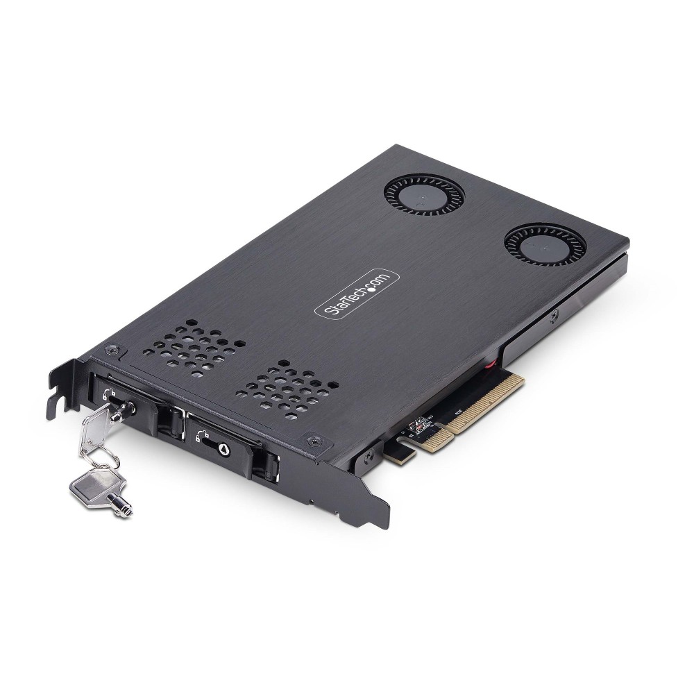 StarTech.com Dual-Bay M.2 NVMe SSD to PCIe x8 Mobile Rack, PCIe 4.0, Hot-Swap, Black