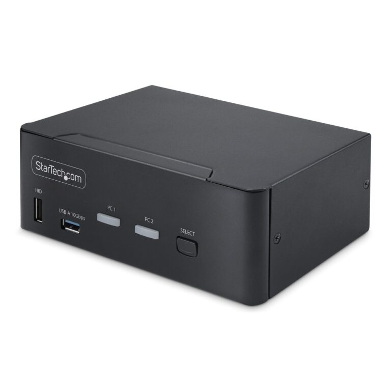 StarTech.com Dual DisplayPort 1.4 KVM Switch, 8K 60Hz 144Hz, 2x USB 10Gbps, 2 Port, Black