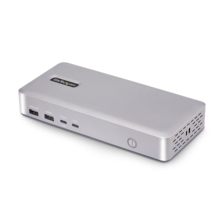 StarTech.com Dual-Monitor USB4 Docking Station, Dual 4K 120Hz or Single 8K 60Hz, 100W PD, 2.5GbE, Silver
