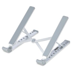 StarTech.com Foldable Laptop Riser Stand, Adjustable Aluminium, 10kg Capacity, Silver