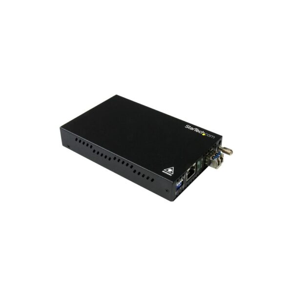 StarTech.com Gigabit Ethernet Copper-to-Fiber Media Converter SM LC 20km Black