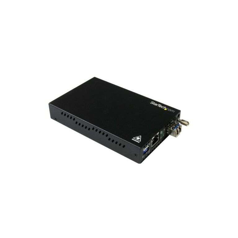 StarTech.com Gigabit Ethernet Copper-to-Fiber Media Converter SM LC 20km Black
