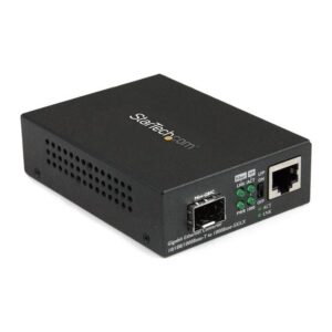 StarTech.com Gigabit Ethernet to Fiber Media Converter MM/SM Open SFP Slot TAA Black