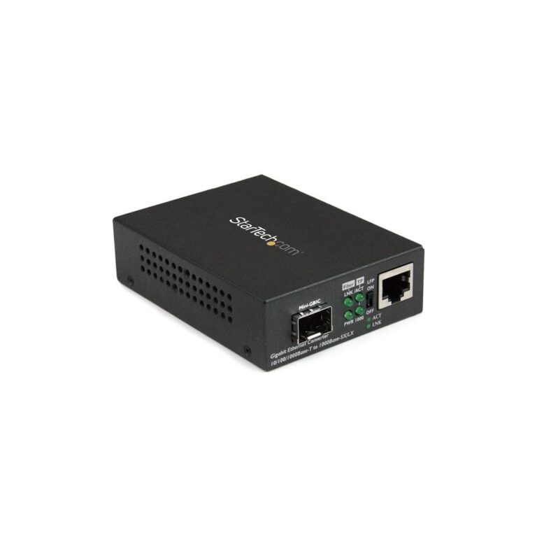 StarTech.com Gigabit Ethernet to Fiber Media Converter MM/SM Open SFP Slot TAA Black