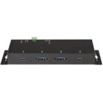 StarTech.com HB31C2A2CME 4 Port USB 3.2 Gen 2 Industrial Hub, 2x USB-C, 2x USB-A, 10Gbps, Black