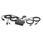 StarTech.com Hybrid KVM Switch, 2-Port, 4K 60Hz HDMI, USB-C & USB-A Host Cables, Black