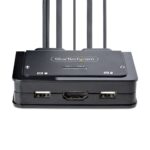 StarTech.com Hybrid KVM Switch, 2-Port, 4K 60Hz HDMI, USB-C & USB-A Host Cables, Black