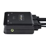 StarTech.com Hybrid KVM Switch, 2-Port, 4K 60Hz HDMI, USB-C & USB-A Host Cables, Black